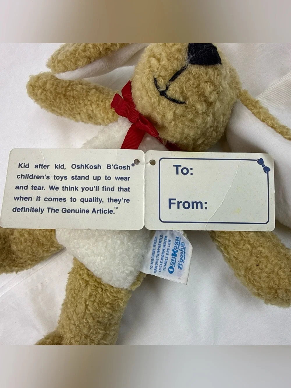 Vintage OshKosh B'gosh Tan & White Plush Puppy Toy